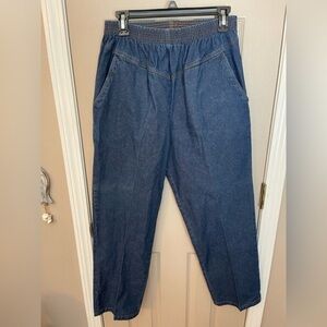 American Sweetheart vintage elastic waist dark wash pull on jeans w/pockets Sz L